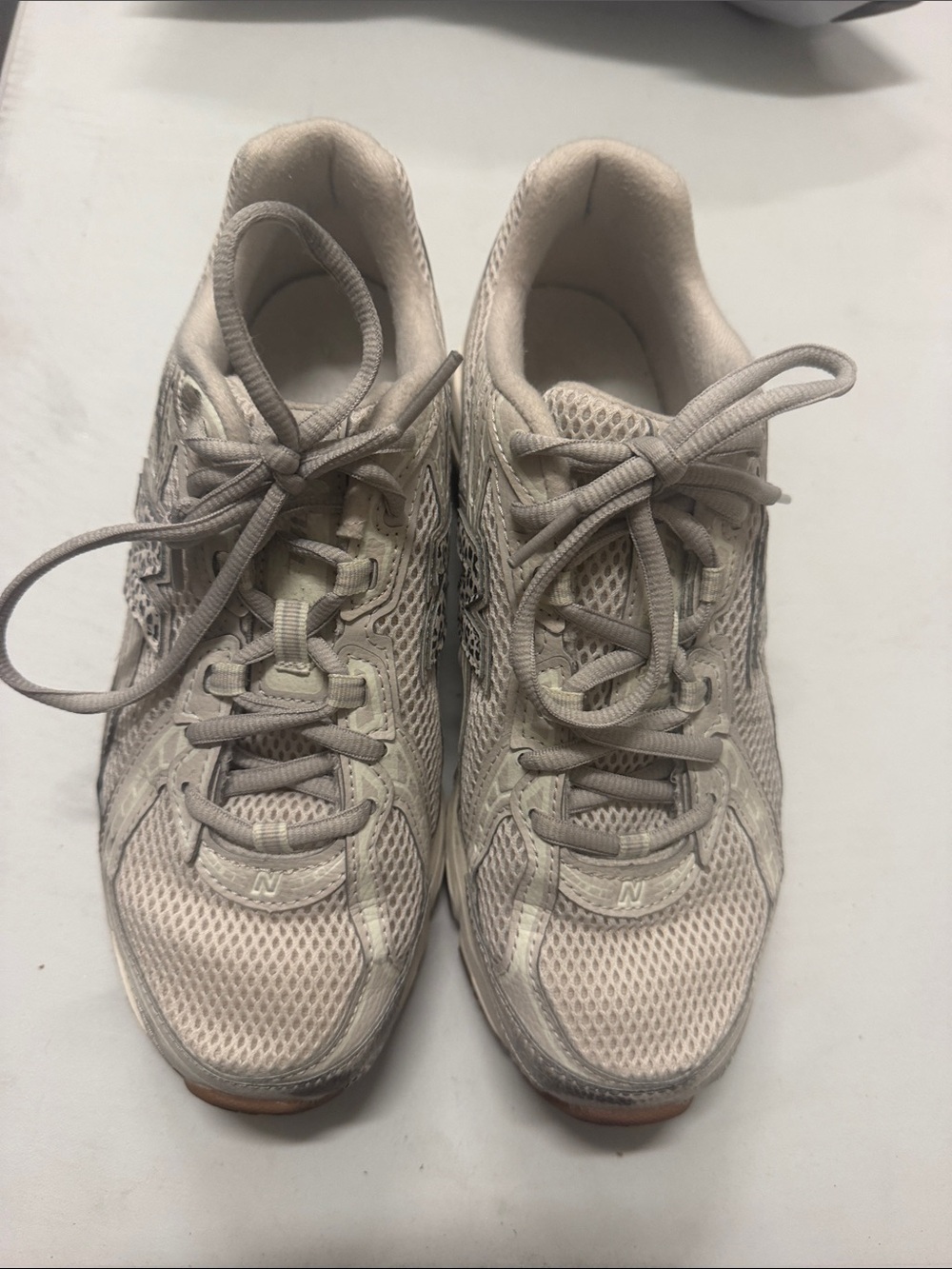 New Balance Women's Beige Mesh Athletic Sneakers